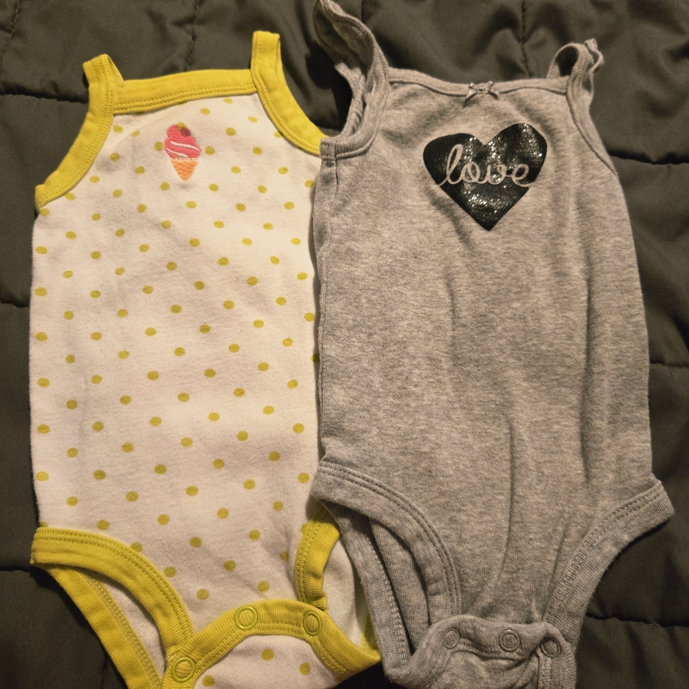 Carter's Yellow and Gray Bodysuits with Playful Designs